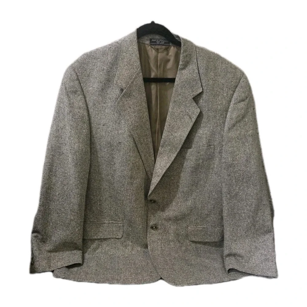 Barrington 100% Silk Blazer Sport Coat Tan Black Tweed Textured Men's‎ 48R